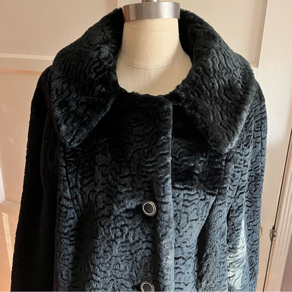 Vintage Textured Faux Fur Coat Sz L/Xl - Picture 8 of 10